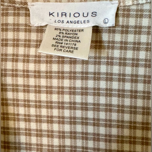 Kirious Los Angeles Womens Tan Plaid Crop Top Cinched Waist Size Large - Picture 7 of 8